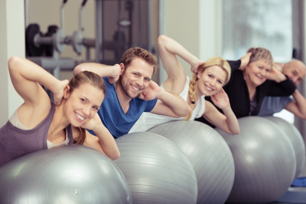 Séance de postural ball en entreprise avec un coach sportif